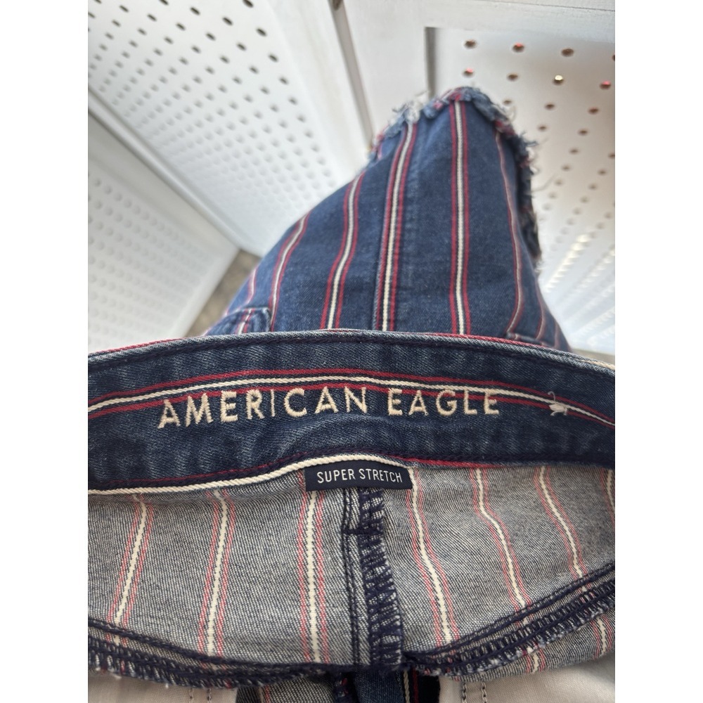 American Eagle Red White & Blue Striped Hi Rise Women's Size 0 Denim Mini Skirt - Picture 9 of 10
